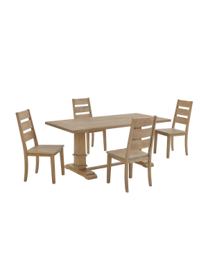 5pc Joanna Dining Set With 4 Ladder Back Chairs Rustic Brown - Crosley