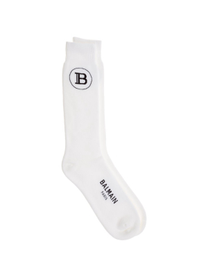 Balmain Logo Intarsia Socks