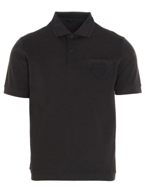 Prada Triangle Logo Piqué Polo Shirt