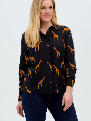 Joy Shirt - Black, Giraffe