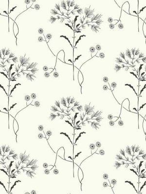 Wildflower Wallpaper In Black And White From Magnolia Home Vol. 2 By Joanna Gaines