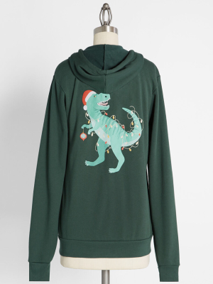 Christmas Tree-rex Zip-up Hoodie