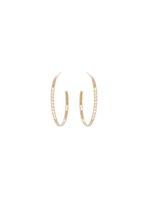 14k 10 Pave Diamond Medium Hoops