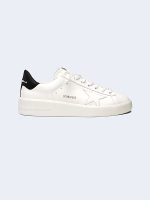 Men's Pure Star Leather Upper Sneakers In White And Black