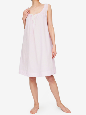 Sleeveless Nightie Pink Seersucker