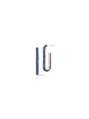 Saxon 18k Gold And Blue Sapphire Elongated Chain Link Earring