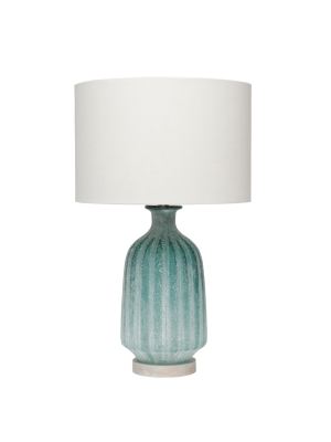 Aqua Frosted Glass Table Lamp With Shade