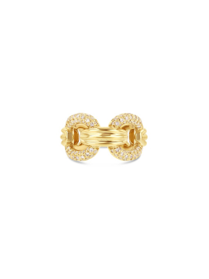 Link Column Ring W Diamonds