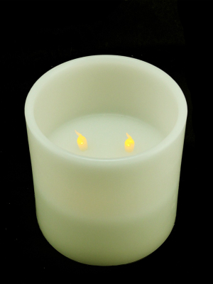 Northlight 6" Ivory Battery Operated Flameless Led Lighted 3-wick Flickering Christmas Pillar Candle