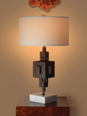 Jamie Young Apprentice Table Lamp In Rust Patina Metal On Marble