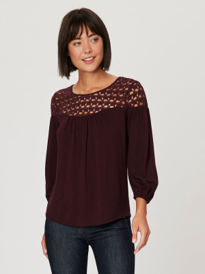 Joy Dark Wine Cut-out Top