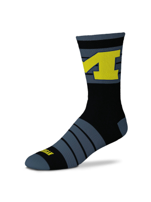 Ncaa Michigan Wolverines Men's Quad Black Crew Socks - 10-13