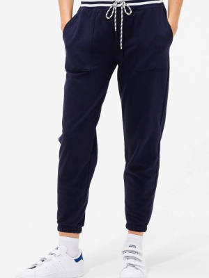 Felix French Terry 7/8 Sweatpant - Indigo/off White