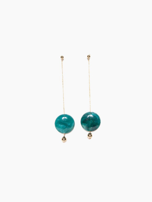 Pendulum Duster Earrings - Gold Emerald