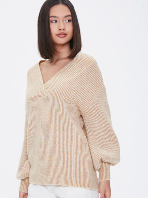 Ribbed Surplice Sweater