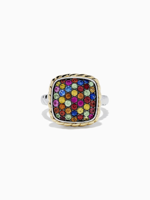 Effy Mosaic Sterling Silver & 18k Gold Multi Sapphire Ring, 1.65 Tcw