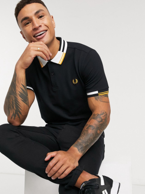 Fred Perry Abstract Tipped Polo In Black