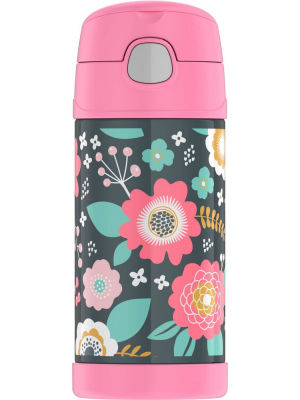 Thermos Crckt 12oz Funtainer Water Bottle - Gray Floral