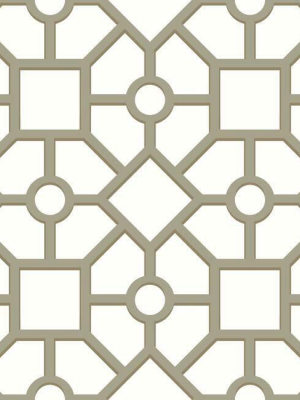 Hedgerow Trellis Peel & Stick Wallpaper In Taupe And Gold By York Wallcoverings