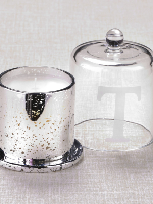 Lakeside Unscented Monogram Mercury Glass Jar Candle With Cloche Top