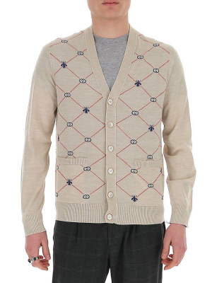 Gucci Gg Bees Jacquard Cardigan