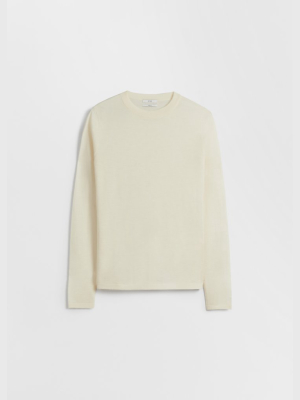 Long Sleeve Crew Neck In Fine Cashmere - Ivory