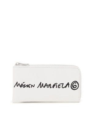 Mm6 Maison Margiela Logo Print Zipped Wallet