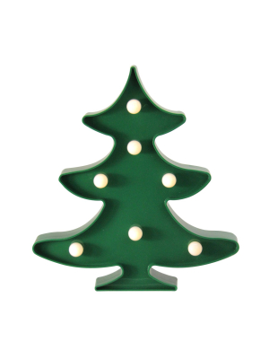 Northlight 8.75" Battery Operated Led Lighted Christmas Tree Marquee Sign - Green