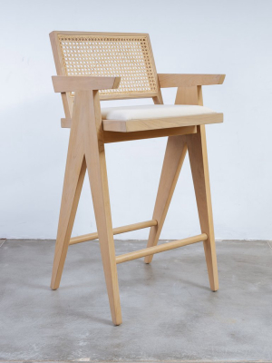 Jeanneret Barstool With Arms And Back - Padded