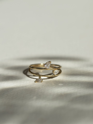 Double Ring With Three Diamonds