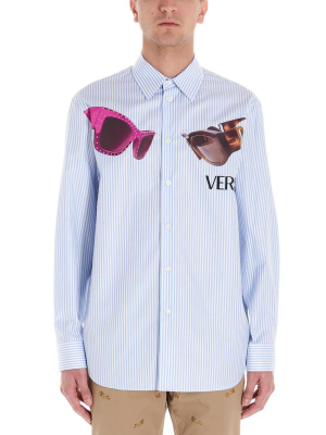 Versace Sunglasses Printed Pinstripe Shirt