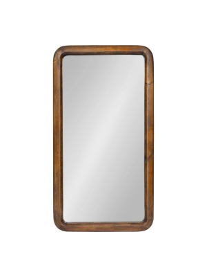 17" X 32" Pao Framed Wood Wall Mirror Walnut Brown - Kate And Laurel