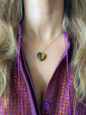 Tiger's Eye Heart Pendant Necklace