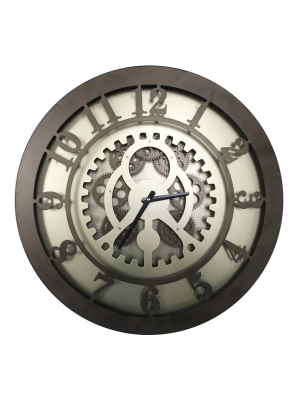 20" Classic Round Gears Wall Clock Dark Bronze - A&b Home