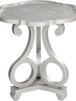 Crestview Collection Adriana 26" Wide Brushed Silver Scalloped Side Table