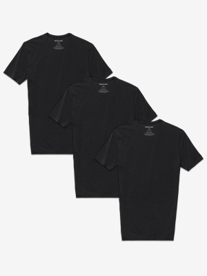 Cotton Basics Crew Neck Stay-tucked Undershirt 3 Pack, Black
