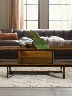 Superb Rustic Oak Coffee Table With Drawer Brown - Armen Living