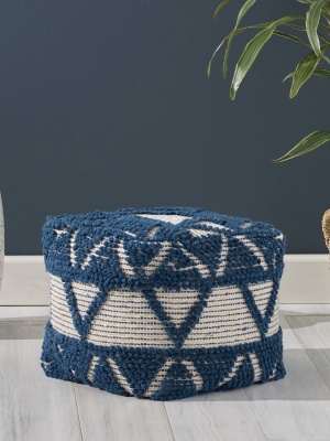 Azelea Boho Ottoman Pouf Blue/white - Christopher Knight Home