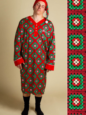 The Quilty Pleasure | Red And Green Quilted Christmas Nightgown And Cap