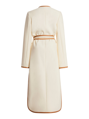 Iman Collarless Wool-blend Coat