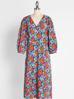 Flirting With Flower Power Midi Dress