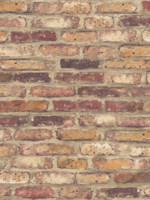 Rustic Faux Brick Peel-and-stick Wallpaper In Red By Nextwall