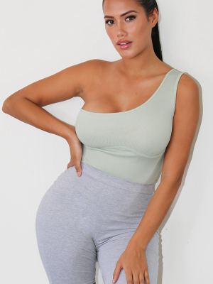 Shape Sage Green Rib One Shoulder Underbust...