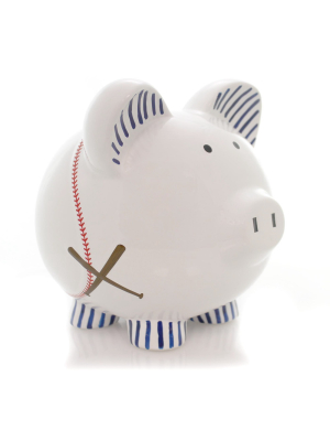 Bank 7.75" Baseball Pig Piggy Bank Sport Ball Bat - Decorative Banks