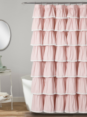 72"x72" Ruffle Shower Curtain Blush - Lush Décor