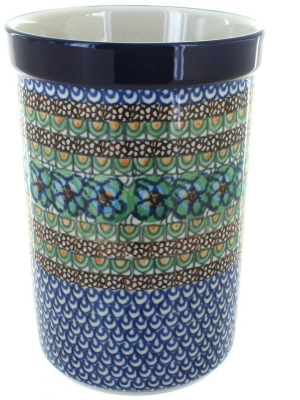 Blue Rose Polish Pottery Mardi Gras Utensil Jar