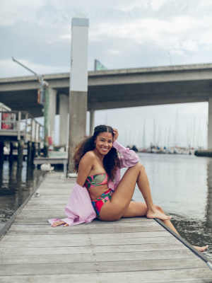 Goldie High-waisted Bikini Bottoms In Pink Multi