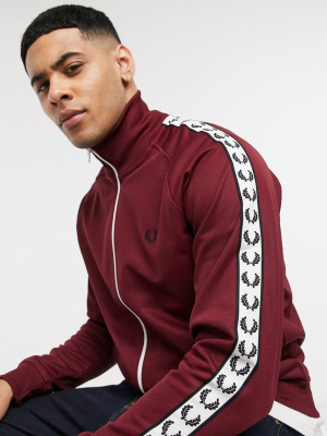 Fred Perry Taped Track Jacket In Burgundy