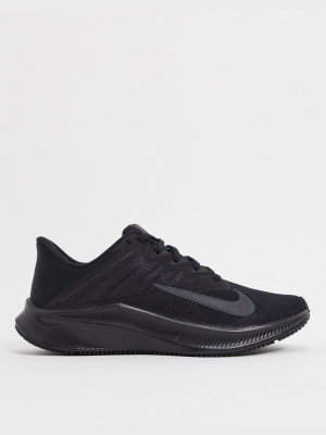 Nike Running Quest 3 Trainers In Triple Black