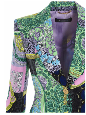 Versace Graphic Print Single Breasted Blazer